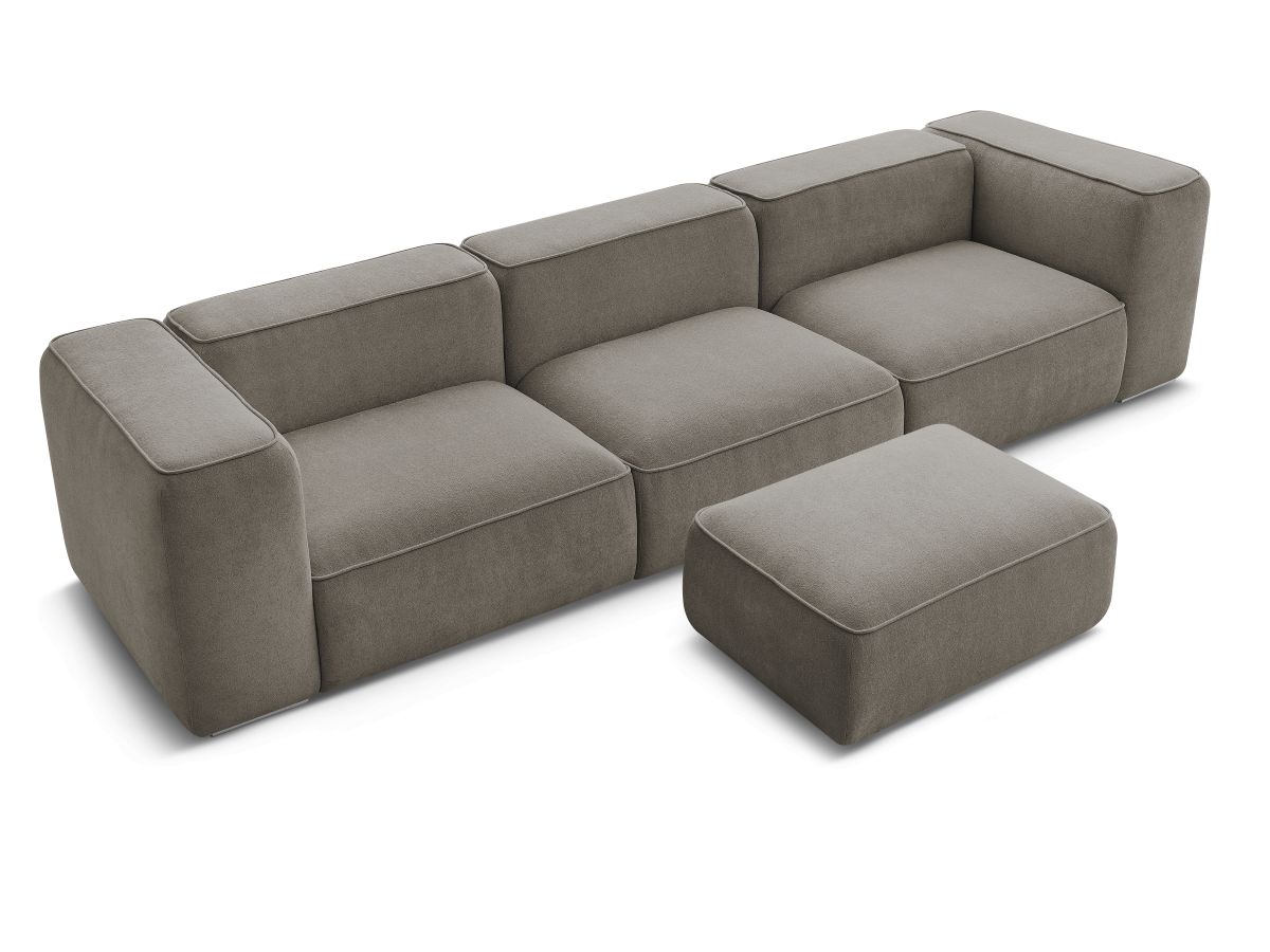 Canapé d'angle fixe EVEREST tissu chiné - Orange - Angle droit - 10 coussins