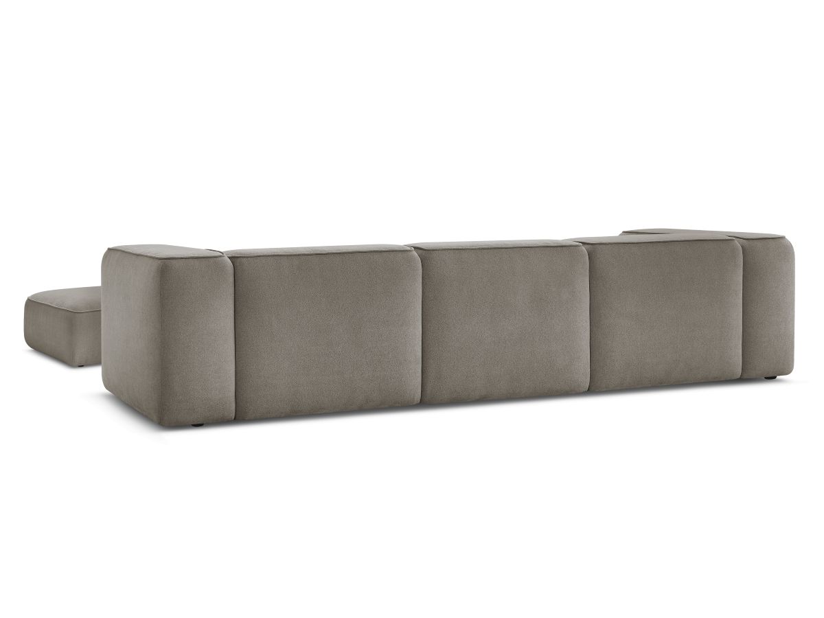 Canapé d'angle fixe EVEREST tissu chiné - Orange - Angle droit - 10 coussins