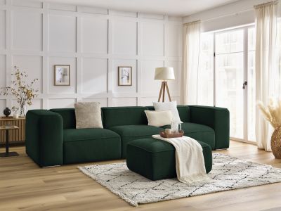 Canapé droit fixe 3 places ZEPHYR avec pouf