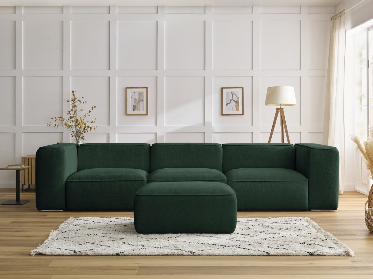 Canapé droit 3 places ZEPHYR avec pouf vert — vue 5
