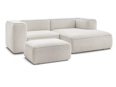 Canapé d'angle fixe compact ZEPHYR avec pouf