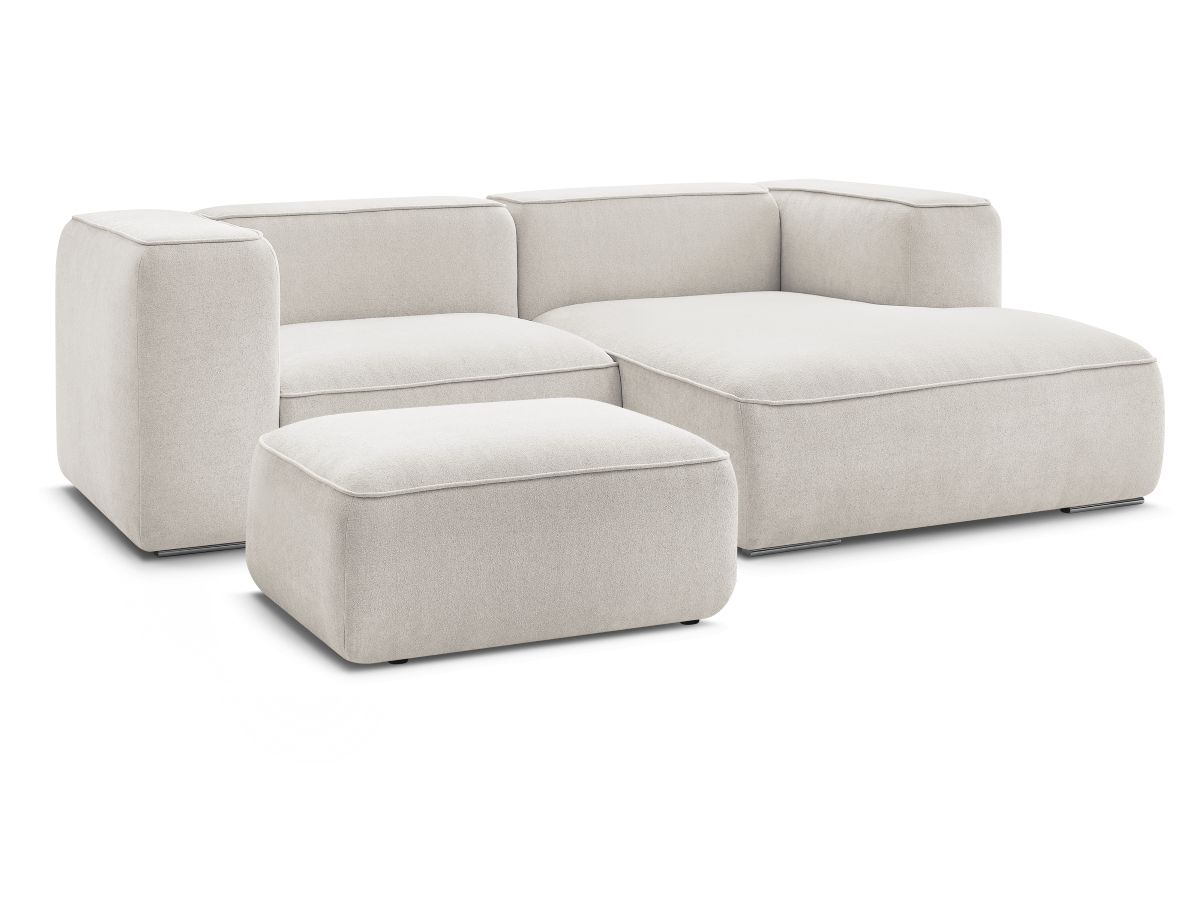 Canapé d'angle fixe compact ZEPHYR avec pouf