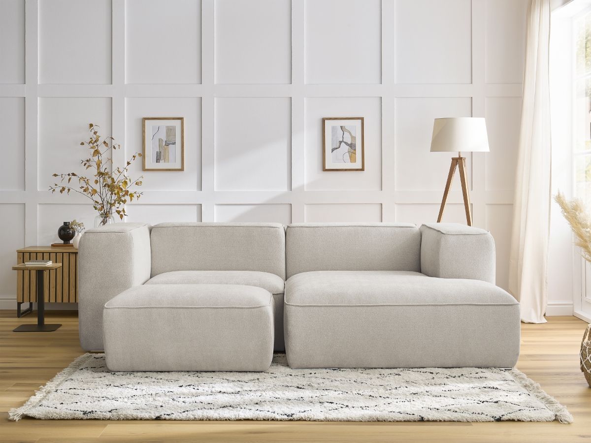 Canapé d'angle compact ZEPHYR avec pouf beige — vue 5