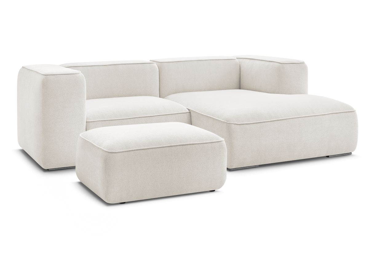 Canapé d'angle fixe compact ZEPHYR avec pouf