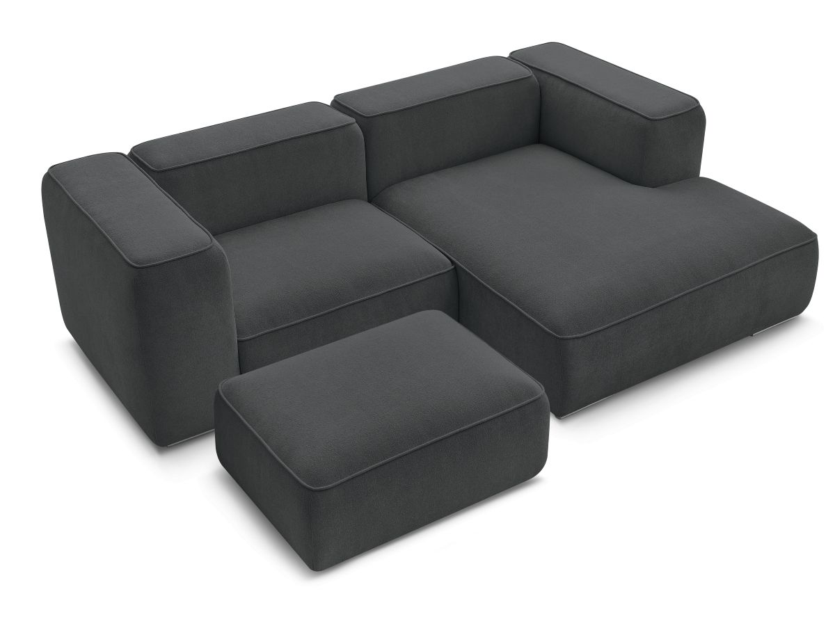 Canapé d'angle fixe EVEREST tissu chiné - Orange - Angle droit - 10 coussins
