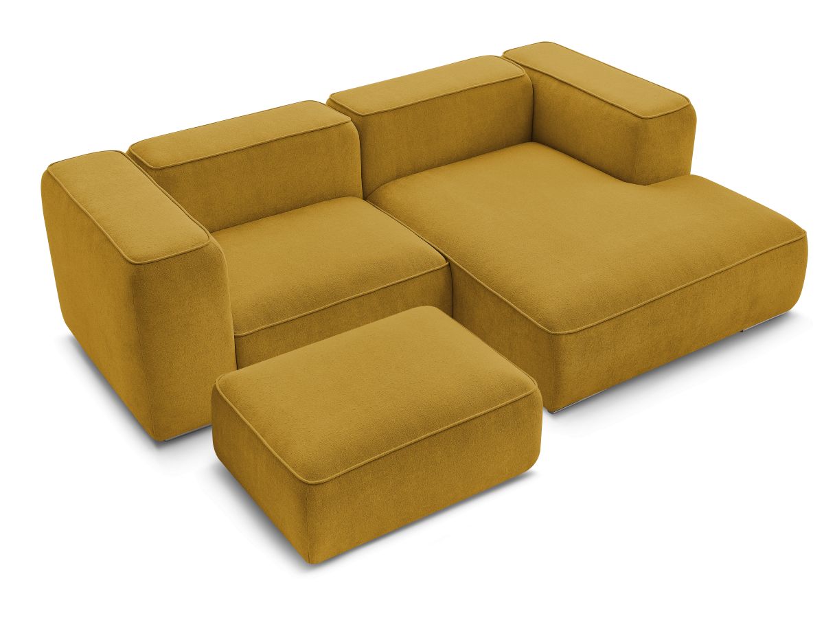 Canapé d'angle fixe EVEREST tissu chiné - Orange - Angle droit - 10 coussins
