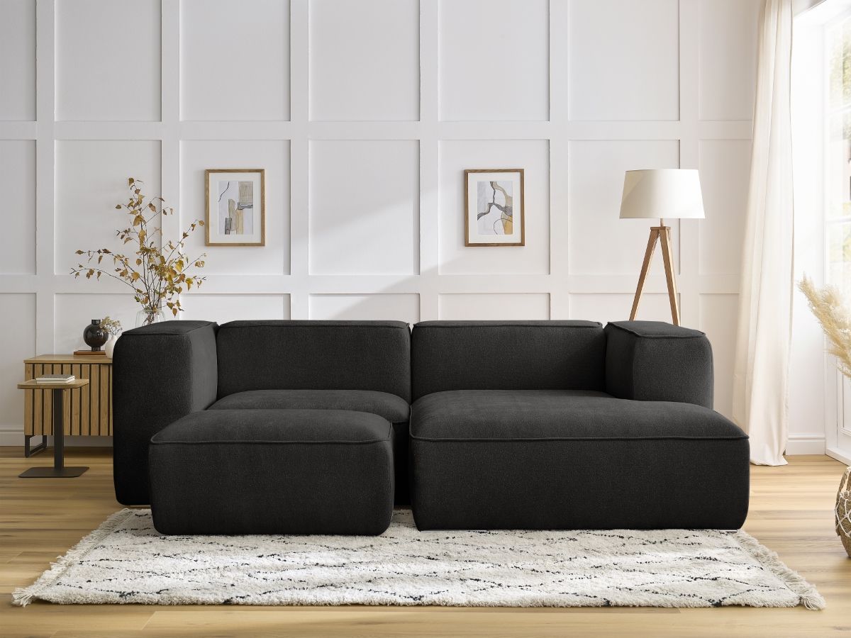 Canapé d'angle compact ZEPHYR avec pouf noir — vue 5