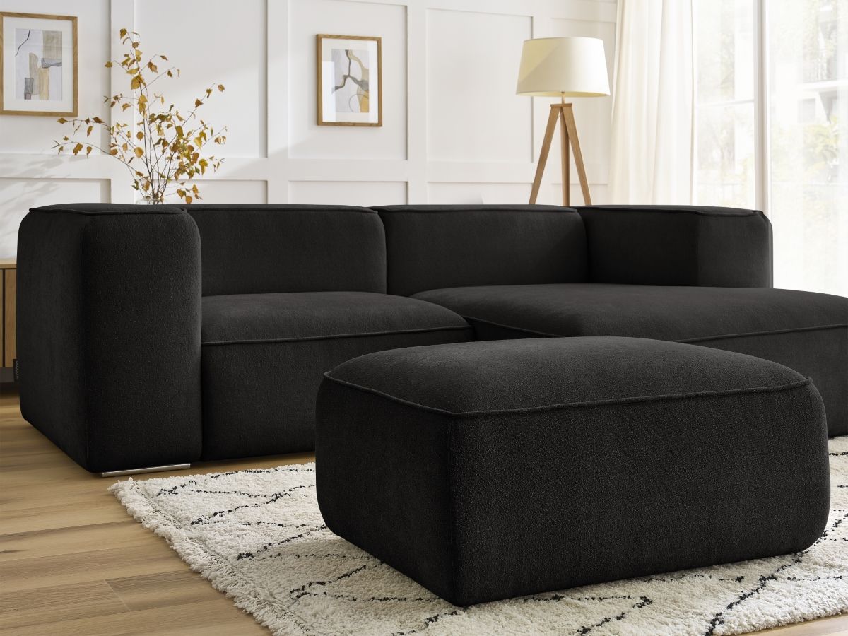 Canapé d'angle fixe compact ZEPHYR avec pouf
