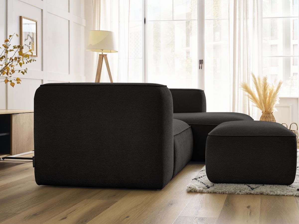 Canapé d'angle fixe compact ZEPHYR avec pouf