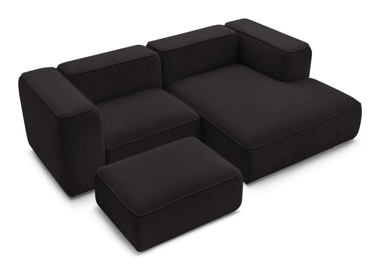 Canapé d'angle fixe compact ZEPHYR avec pouf