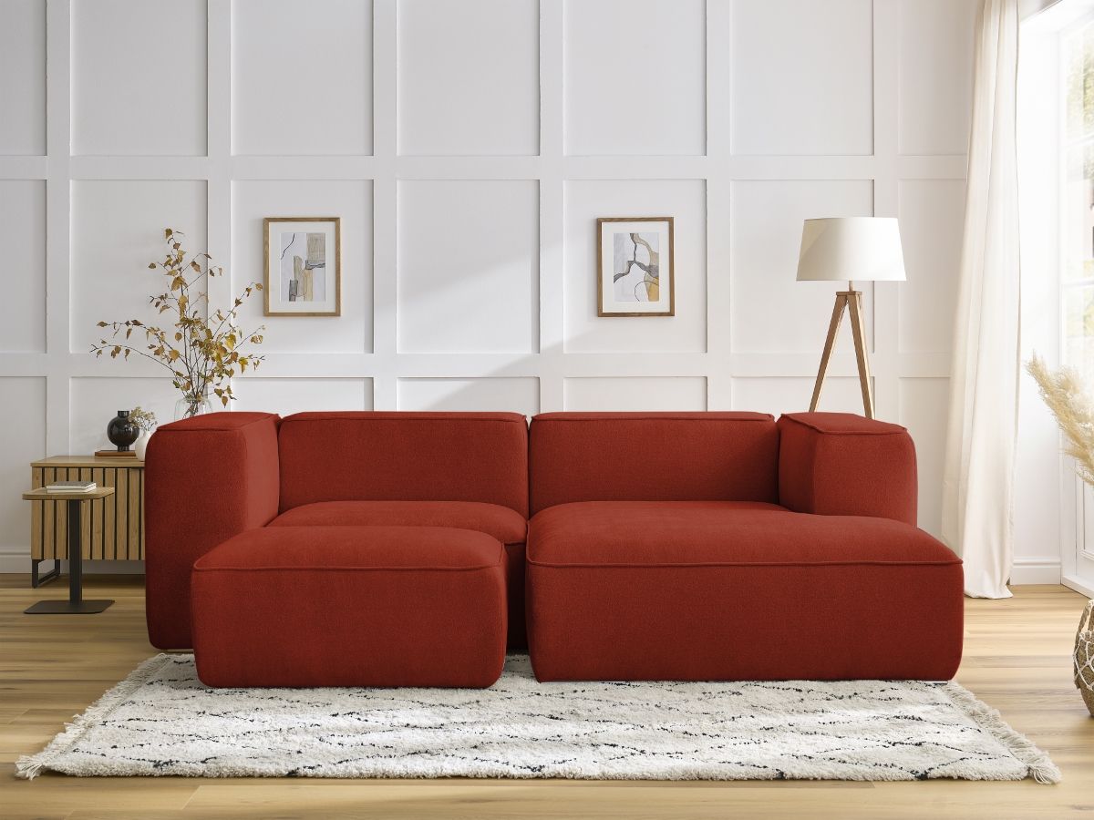 Canapé d'angle compact ZEPHYR avec pouf orange — vue 5