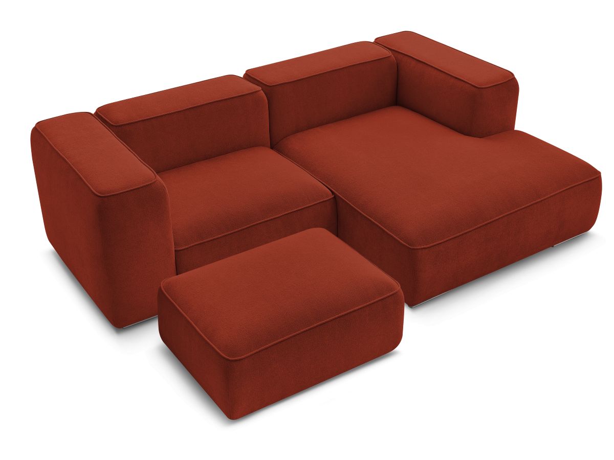 Canapé d'angle fixe EVEREST tissu chiné - Orange - Angle droit - 10 coussins