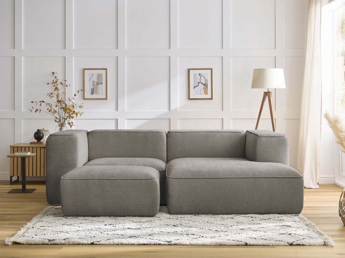 Canapé d'angle compact ZEPHYR avec pouf taupe — vue 5