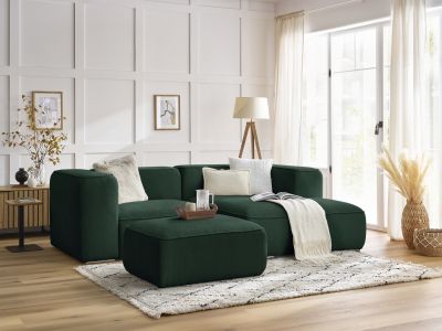 Canapé d'angle fixe compact ZEPHYR avec pouf
