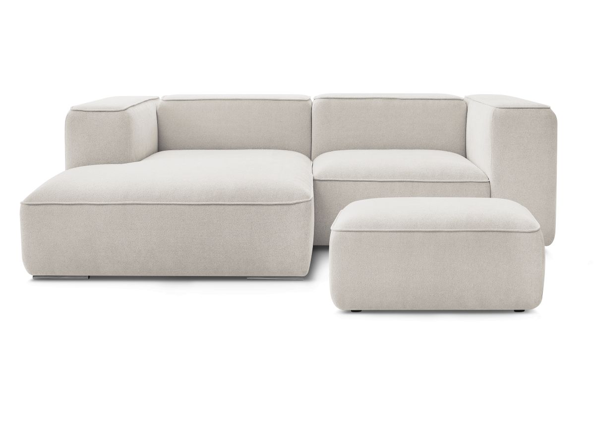 Canapé d'angle fixe compact ZEPHYR avec pouf