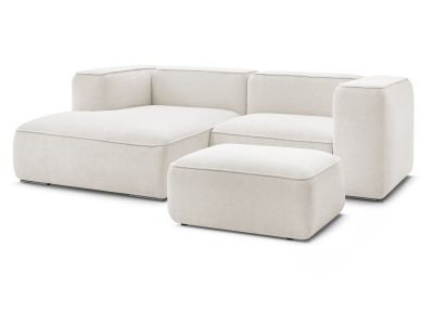 Canapé d'angle fixe compact ZEPHYR avec pouf