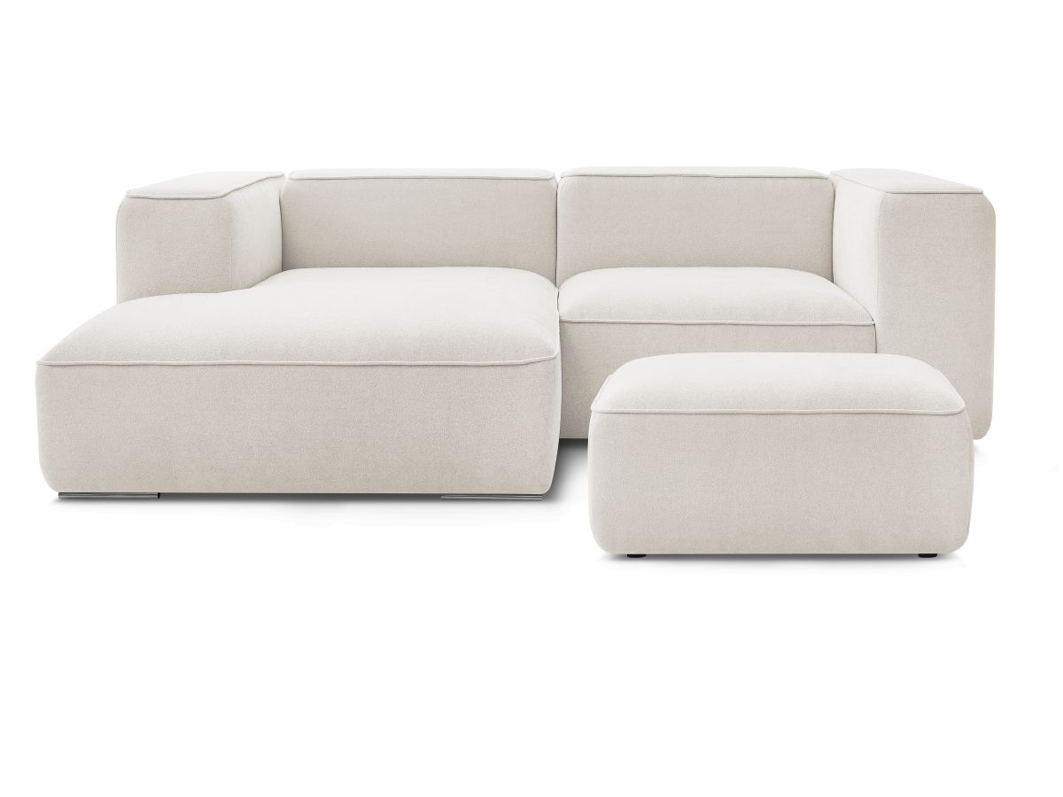 Canapé d'angle fixe compact ZEPHYR avec pouf