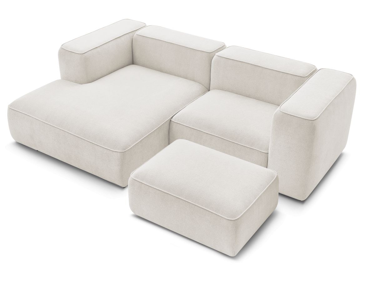 Canapé d'angle fixe compact ZEPHYR avec pouf