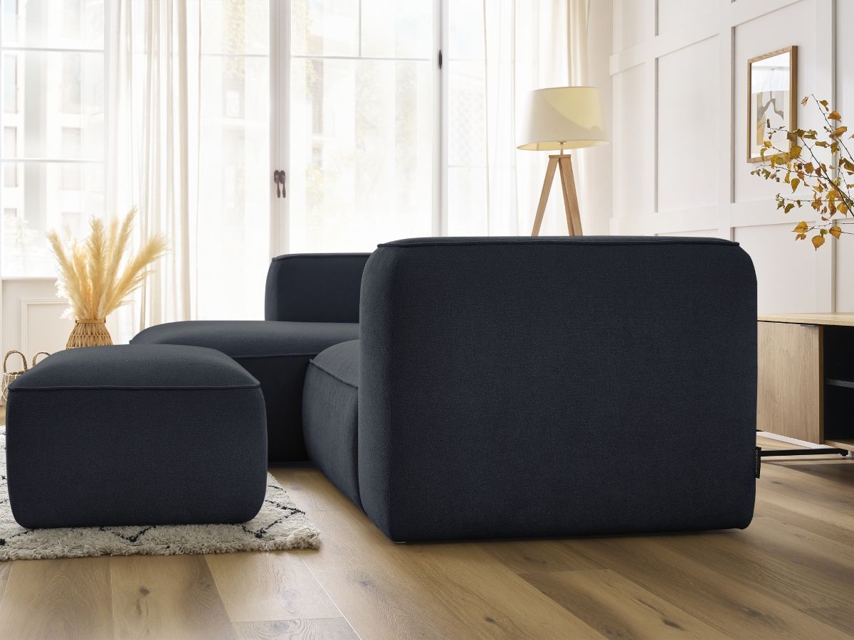 Canapé d'angle fixe compact ZEPHYR avec pouf