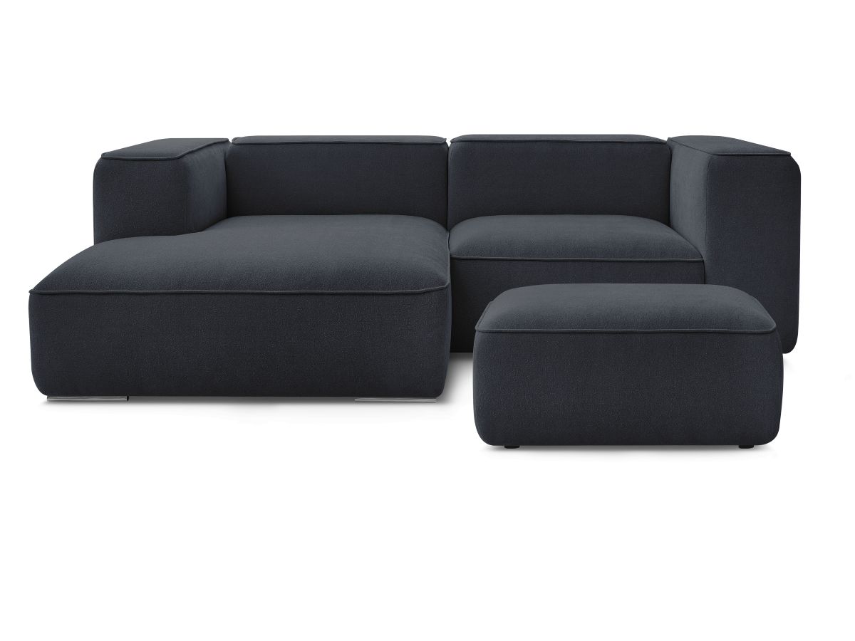 Canapé d'angle fixe compact ZEPHYR avec pouf