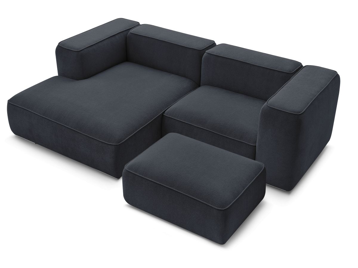 Canapé d'angle fixe compact ZEPHYR avec pouf