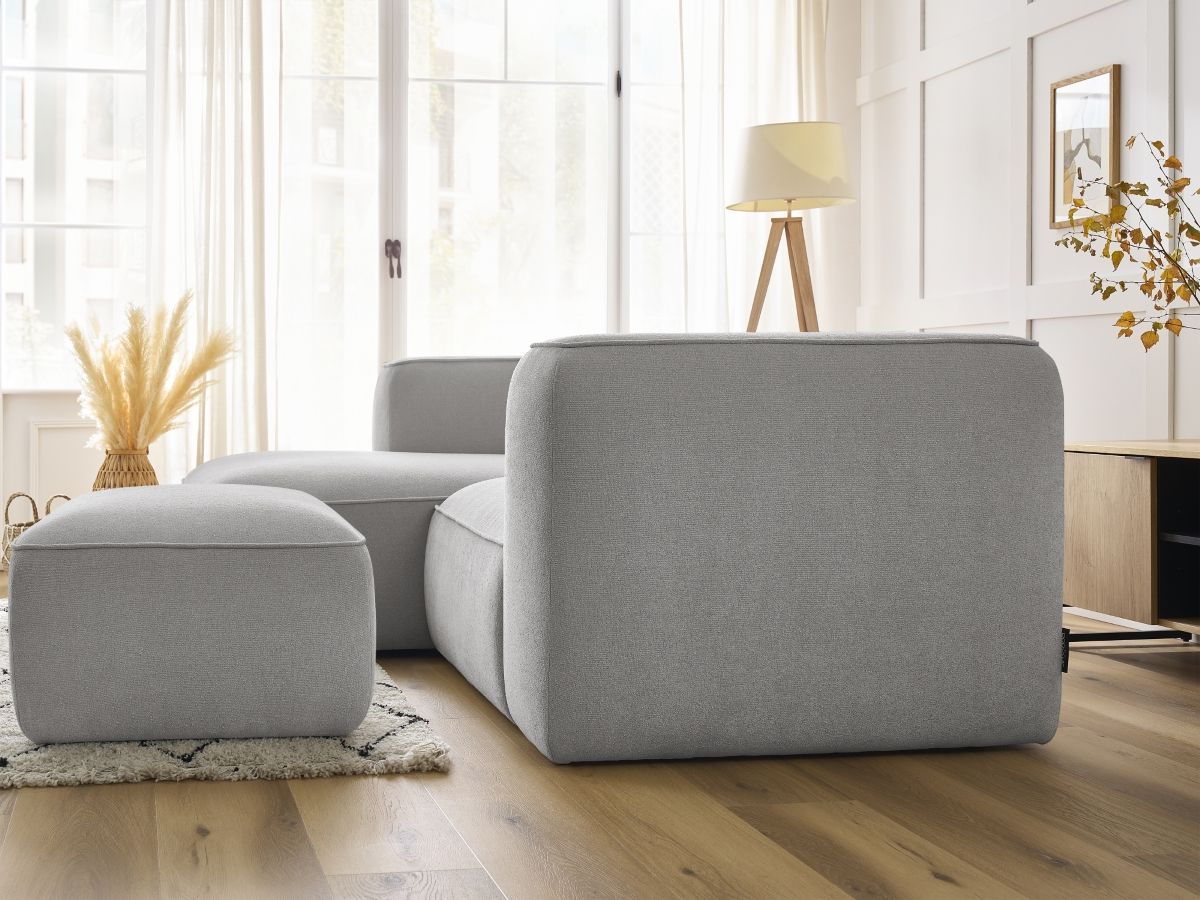 Canapé d'angle fixe compact ZEPHYR avec pouf