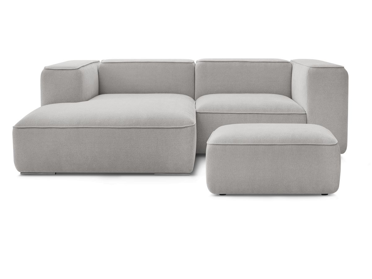 Canapé d'angle fixe compact ZEPHYR avec pouf
