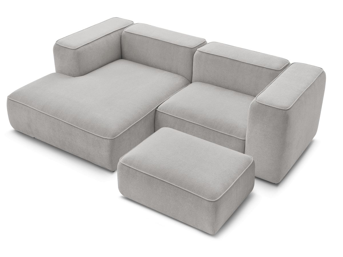 Canapé d'angle fixe compact ZEPHYR avec pouf