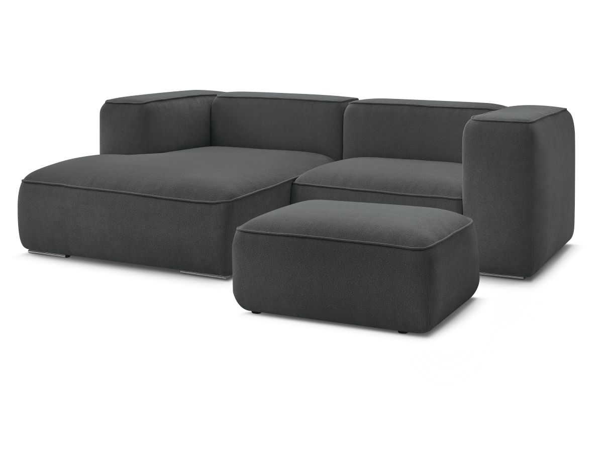 Canapé d'angle fixe compact ZEPHYR avec pouf