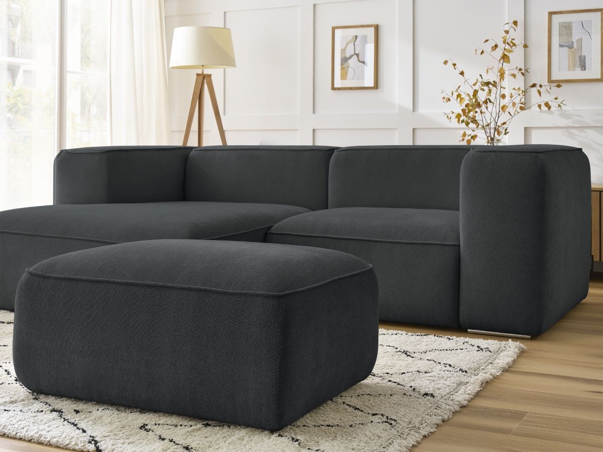 Canapé d'angle fixe compact ZEPHYR avec pouf