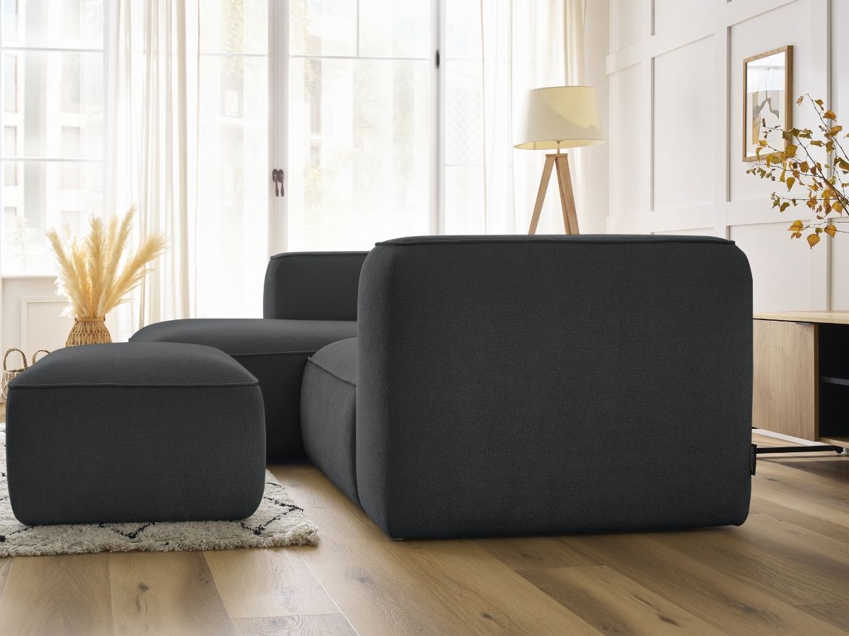 Canapé d'angle fixe compact ZEPHYR avec pouf