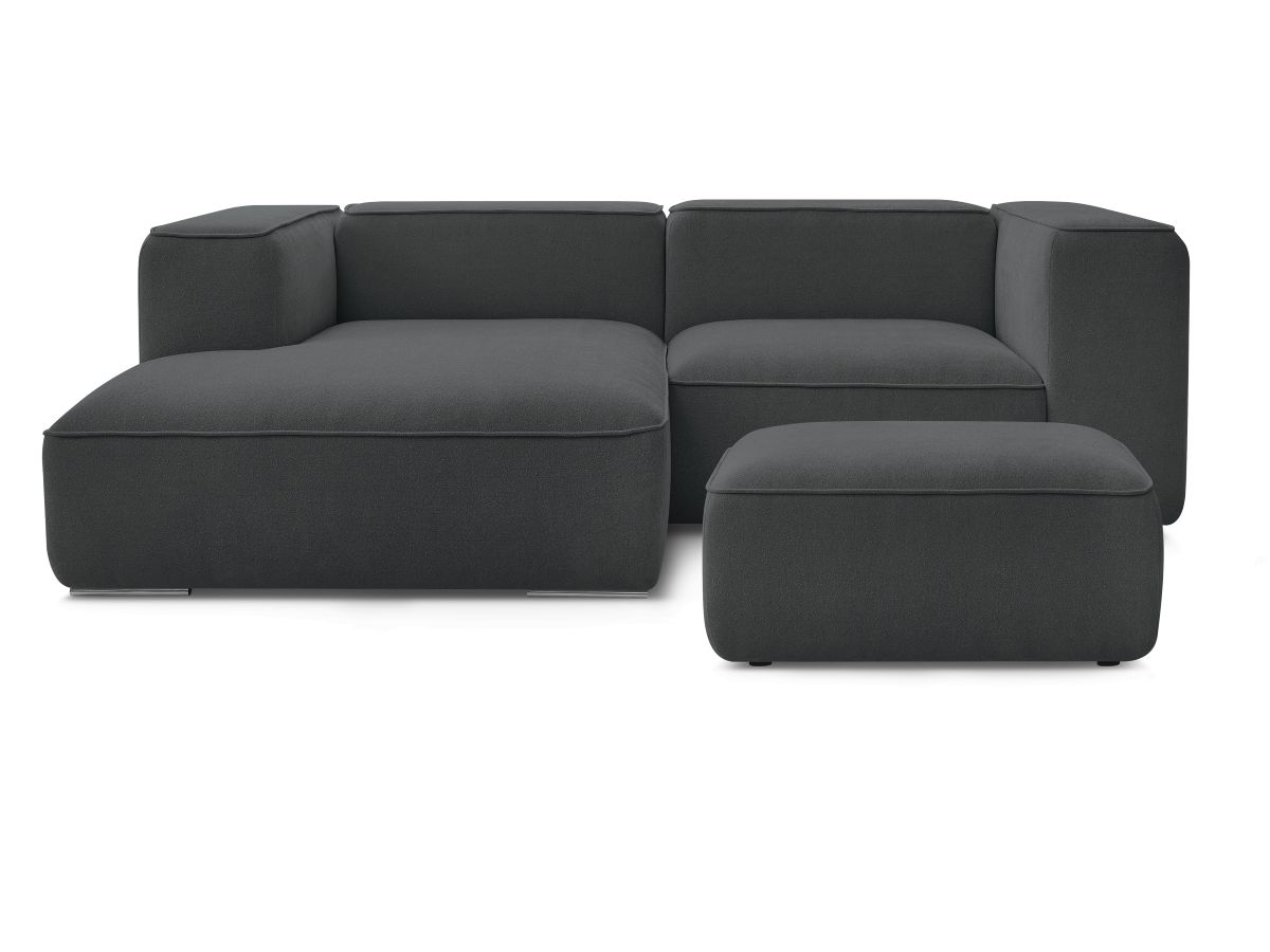 Canapé d'angle fixe compact ZEPHYR avec pouf