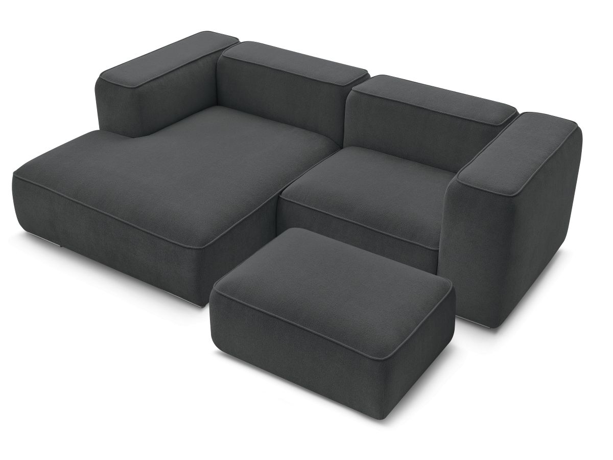 Canapé d'angle fixe compact ZEPHYR avec pouf