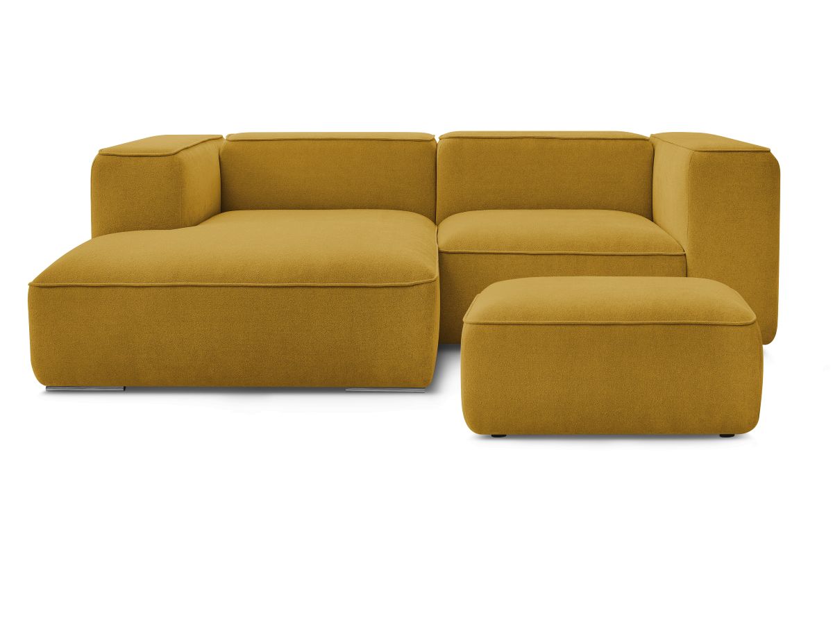 Canapé d'angle fixe compact ZEPHYR avec pouf
