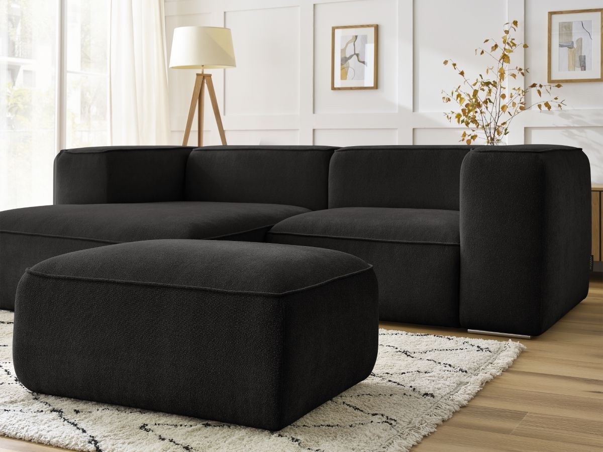 Canapé d'angle fixe compact ZEPHYR avec pouf