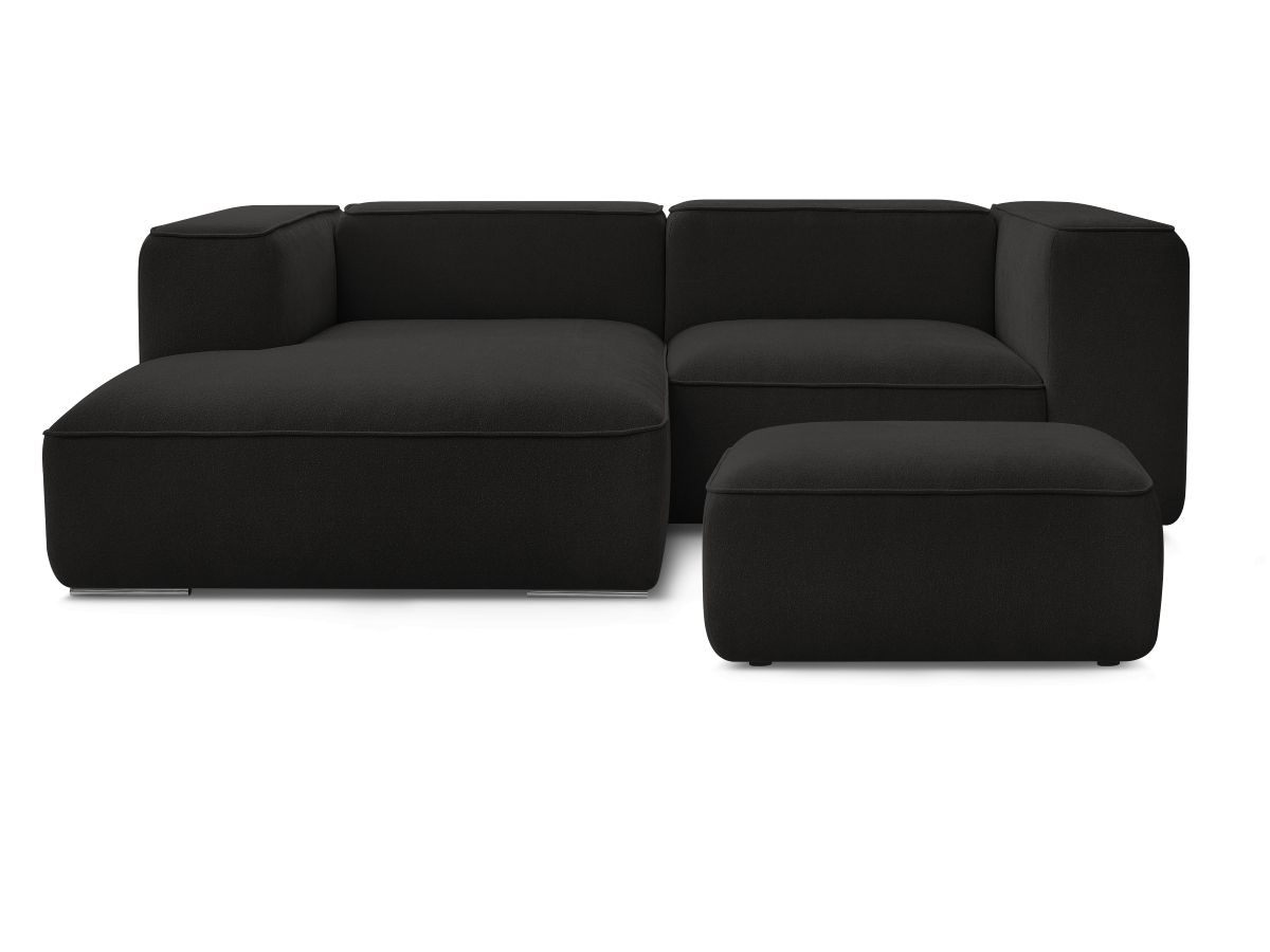 Canapé d'angle fixe compact ZEPHYR avec pouf