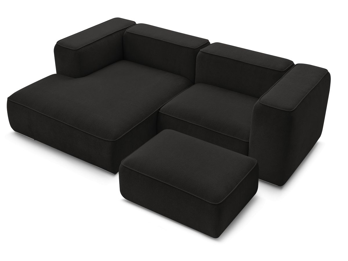 Canapé d'angle fixe compact ZEPHYR avec pouf