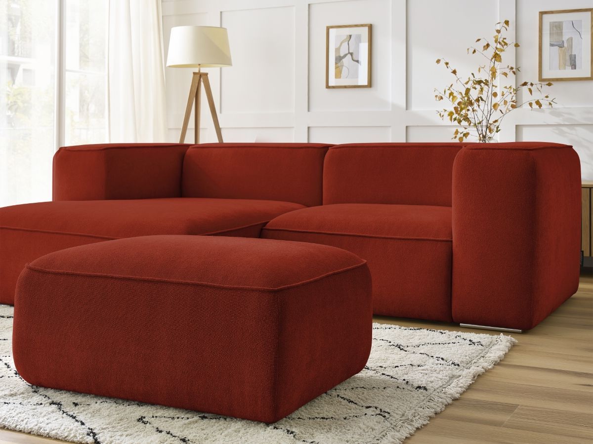 Canapé d'angle fixe compact ZEPHYR avec pouf