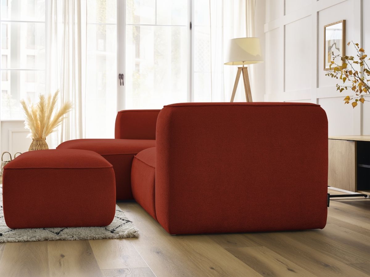 Canapé d'angle fixe compact ZEPHYR avec pouf