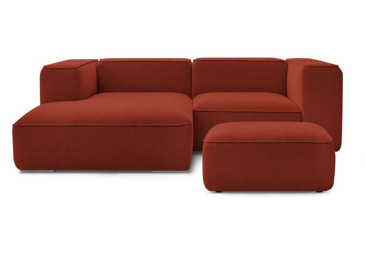 Canapé d'angle fixe compact ZEPHYR avec pouf