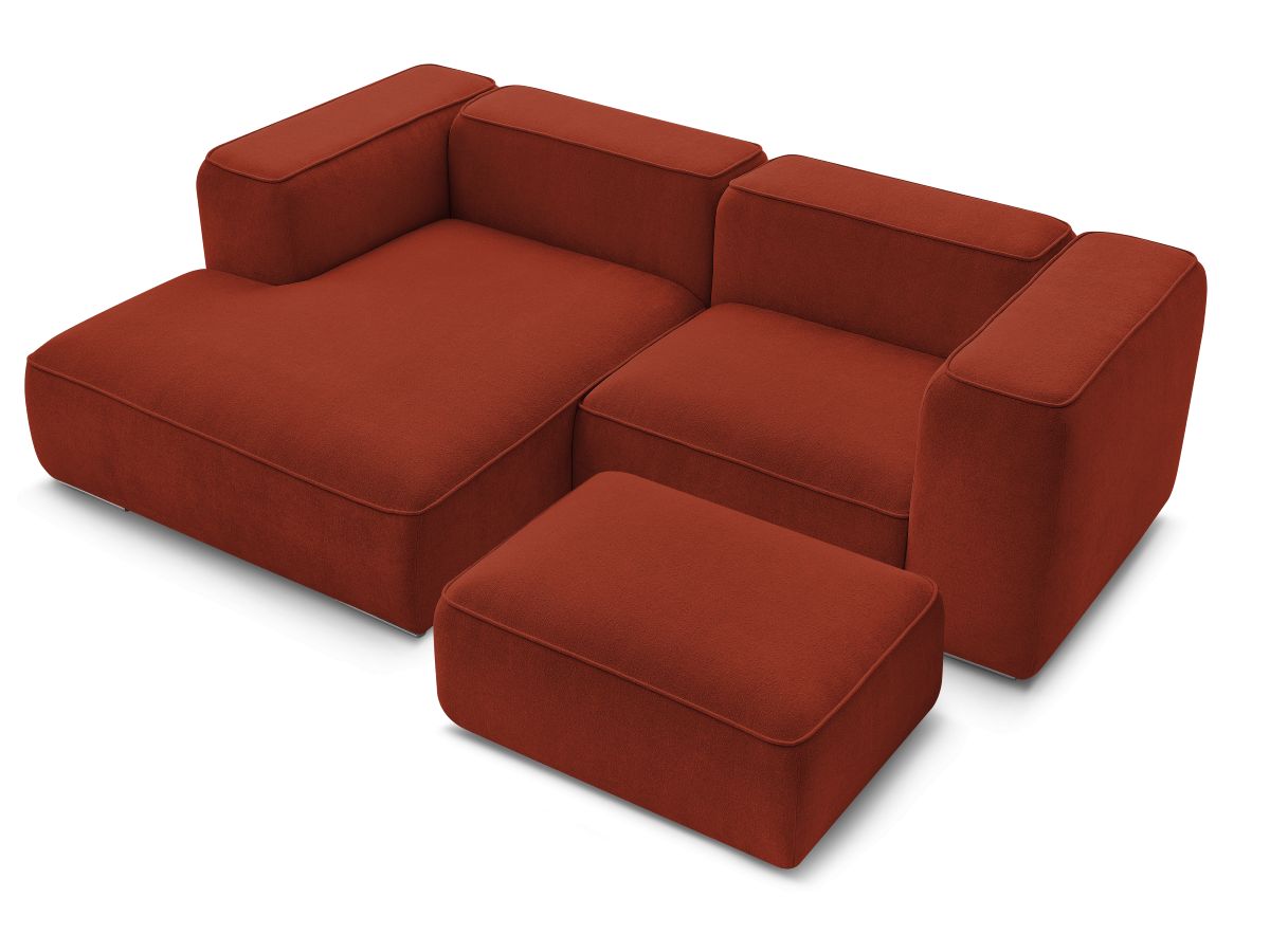 Canapé d'angle fixe compact ZEPHYR avec pouf