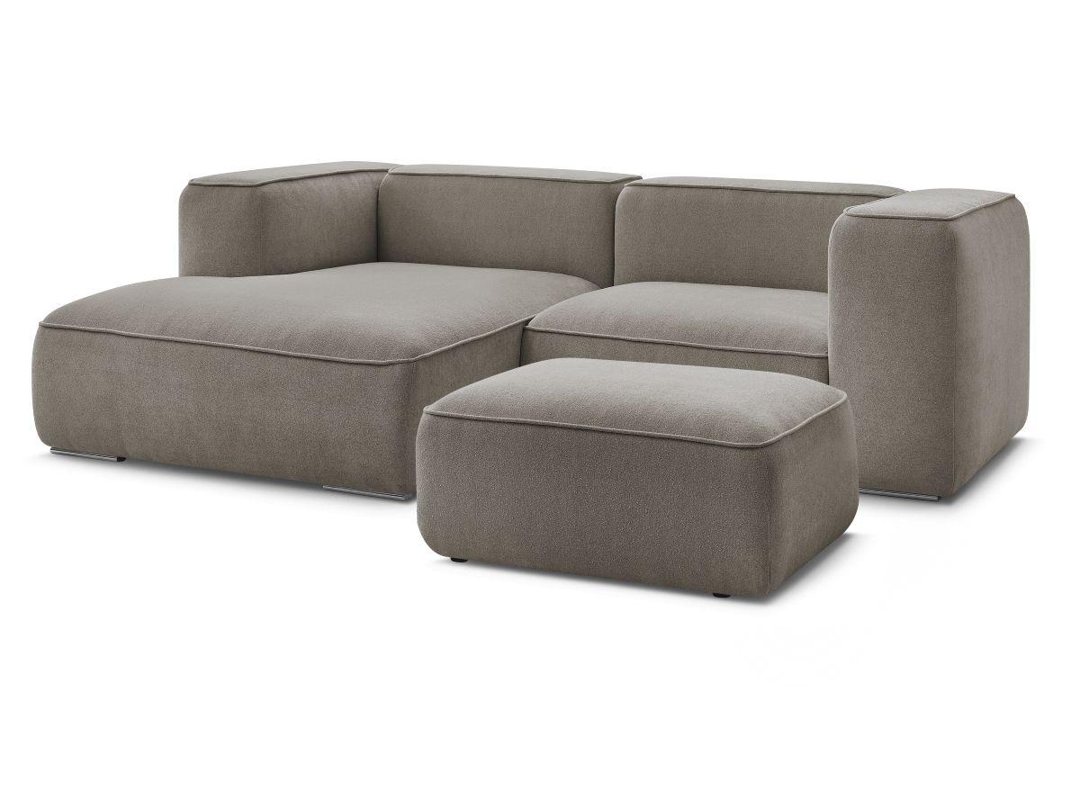 Canapé d'angle fixe compact ZEPHYR avec pouf