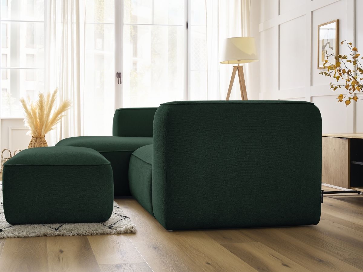 Canapé d'angle fixe compact ZEPHYR avec pouf