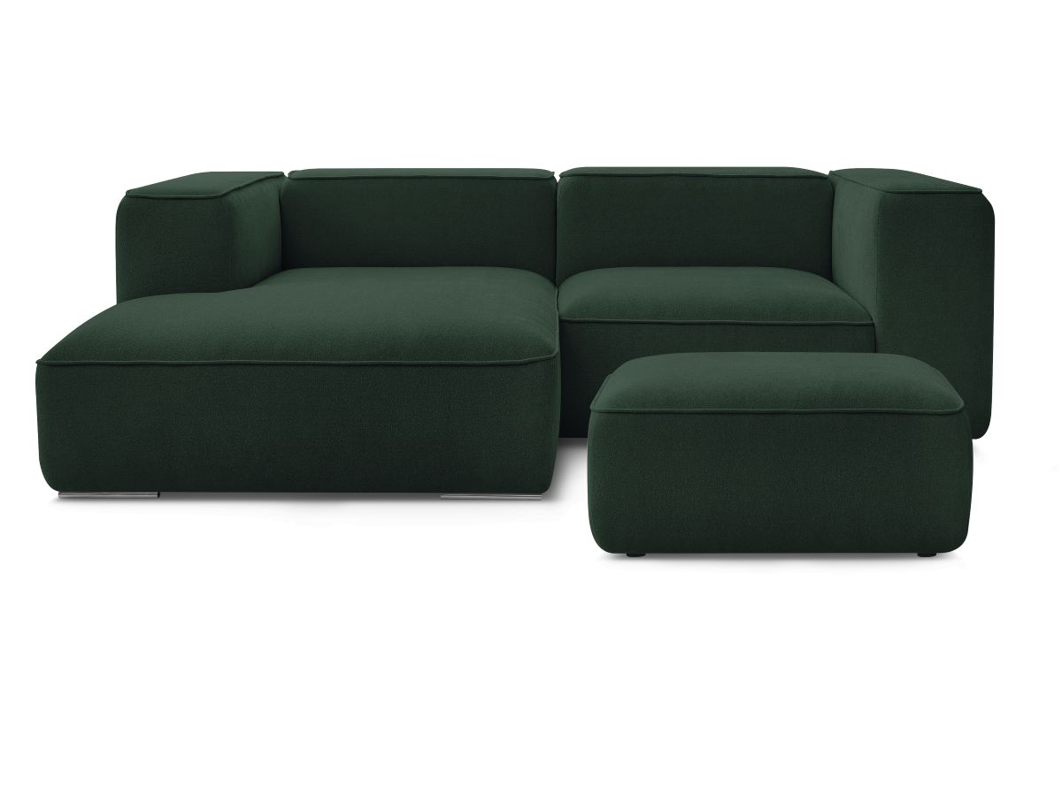 Canapé d'angle fixe compact ZEPHYR avec pouf