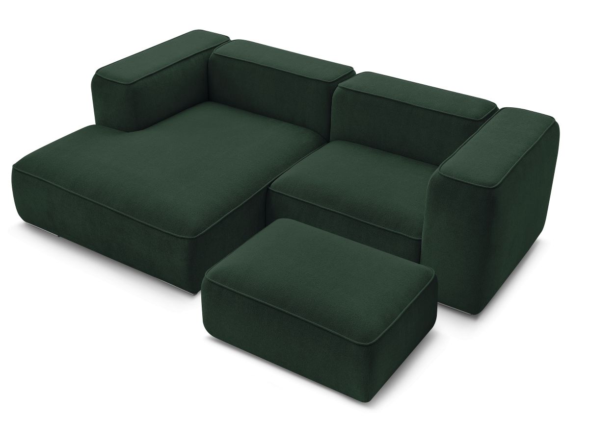 Canapé d'angle fixe compact ZEPHYR avec pouf