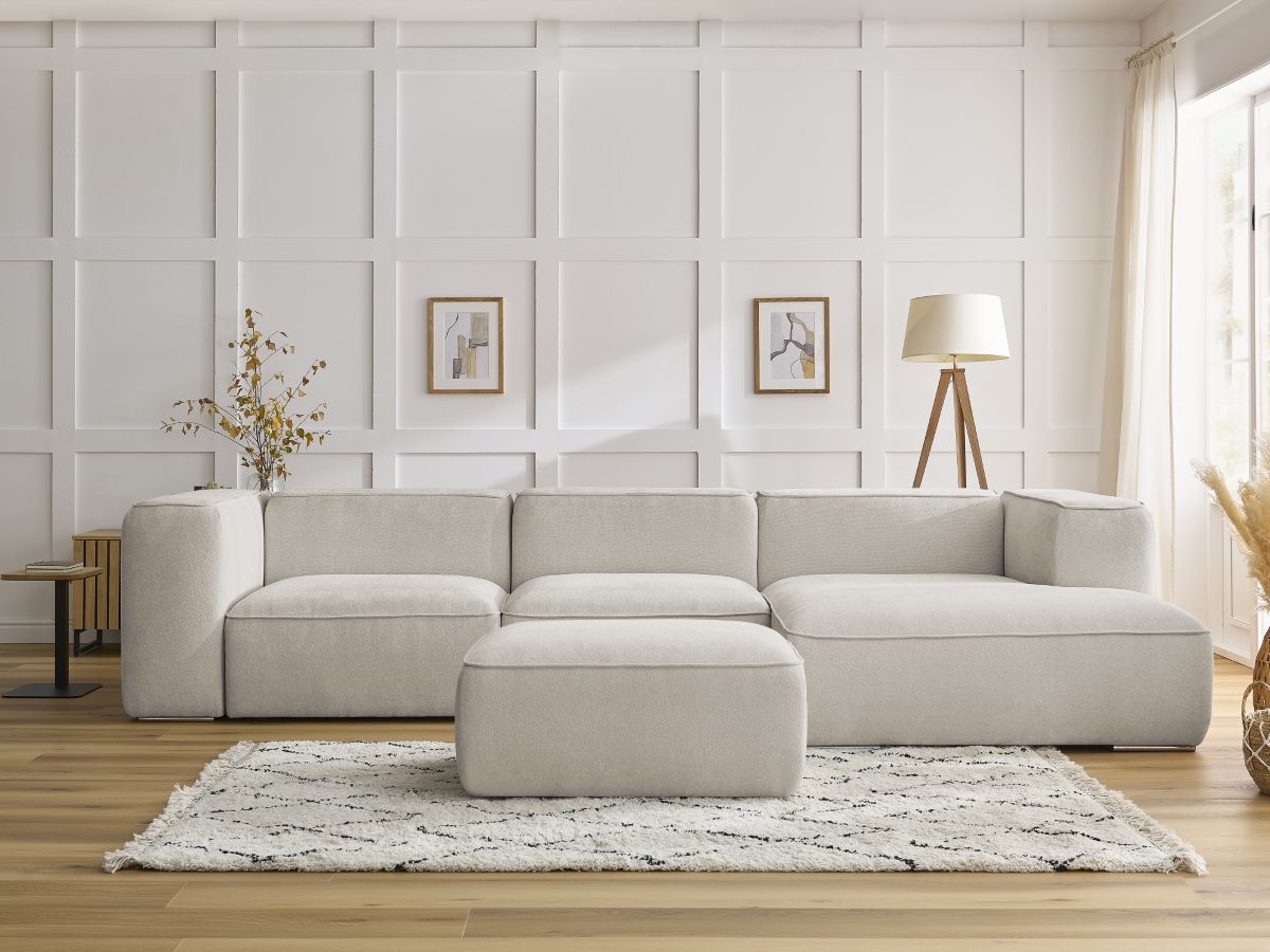 Canapé d'angle ZEPHYR avec pouf beige — vue 5