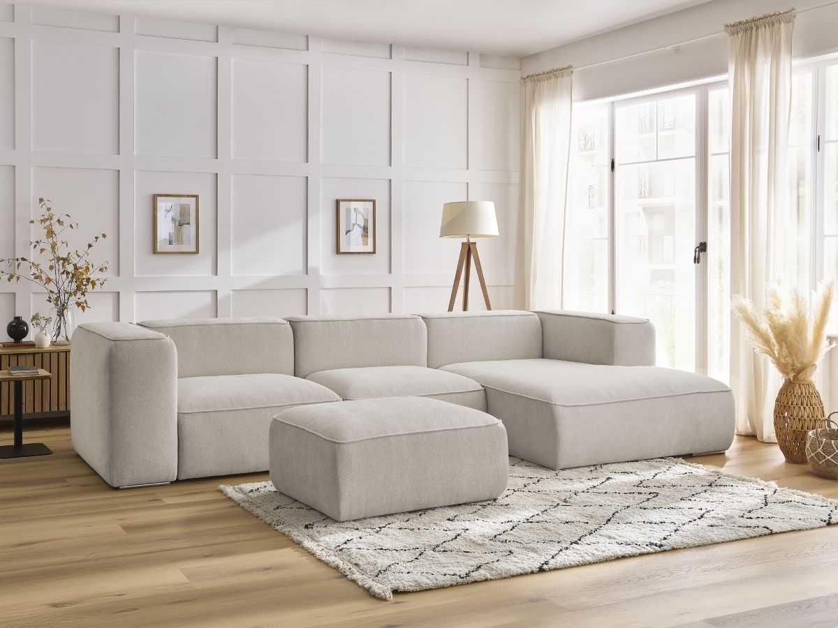 Canapé d'angle ZEPHYR avec pouf beige — vue 4