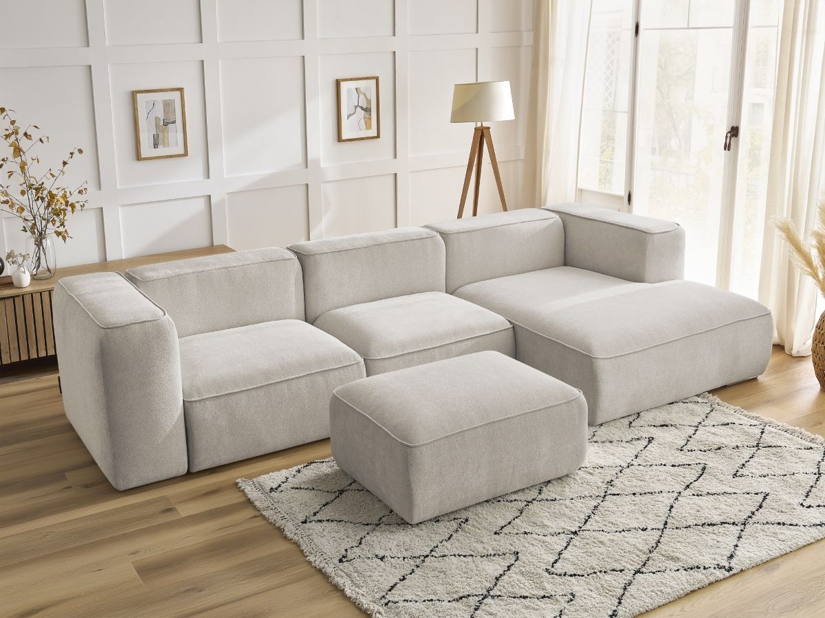 Canapé d'angle ZEPHYR avec pouf beige — vue 6