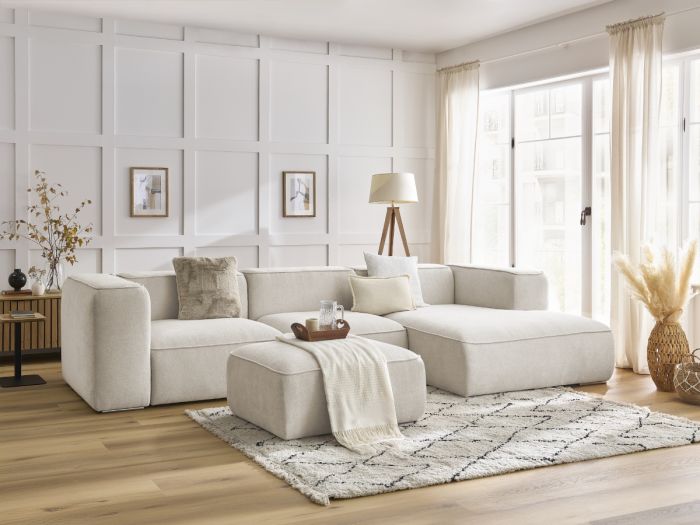 Canapé d'angle fixe ZEPHYR avec pouf