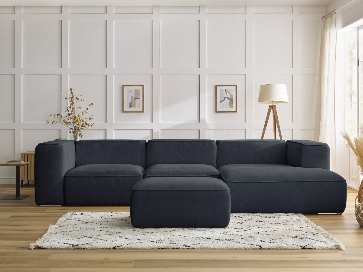 Canapé d'angle ZEPHYR avec pouf bleu foncé — vue 5